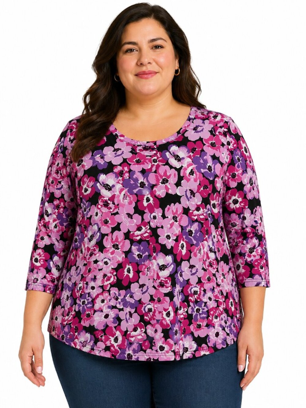 Bonworth Colorful Floral Spring Summer Bohemian Casual Women’s Size XLP T Shirt